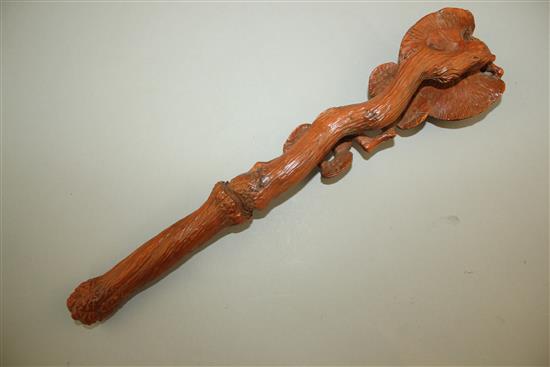 A Chinese carved wood ruyi sceptre, 35cm